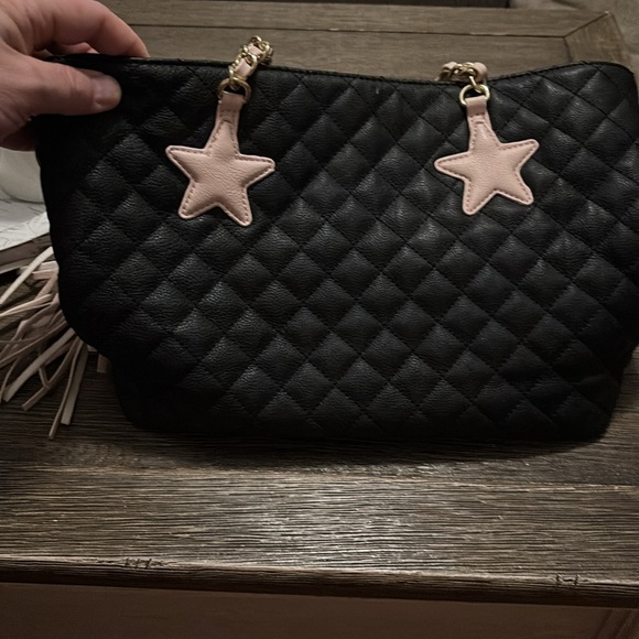 Betsey Johnson Black and Pink Tote with Star Charms - Picture 14 of 15